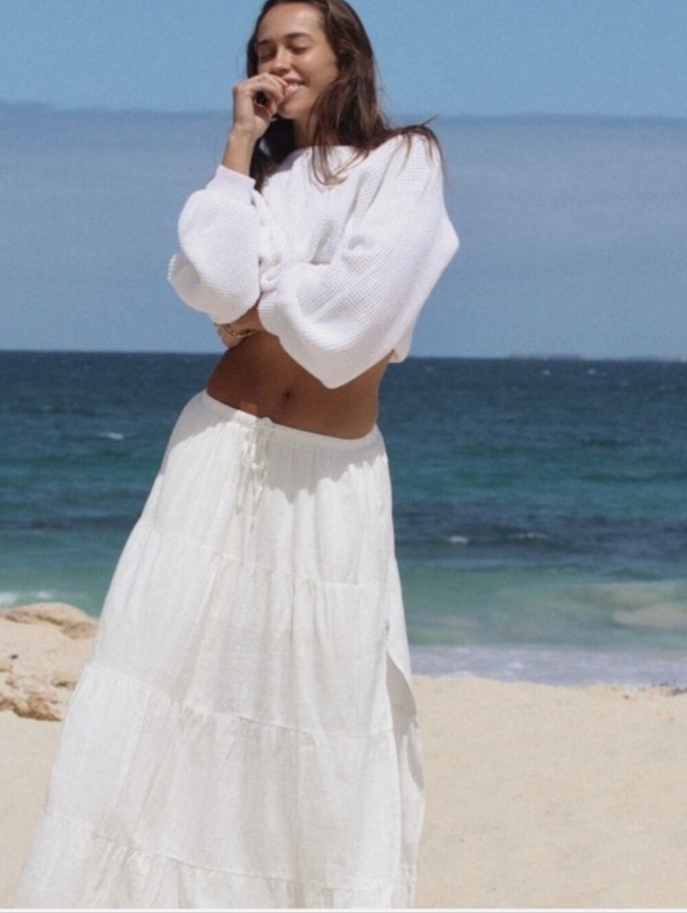 Rhythm. Classic White Maxi Skirt size 6 | Linen Blend - Picture 1 of 8